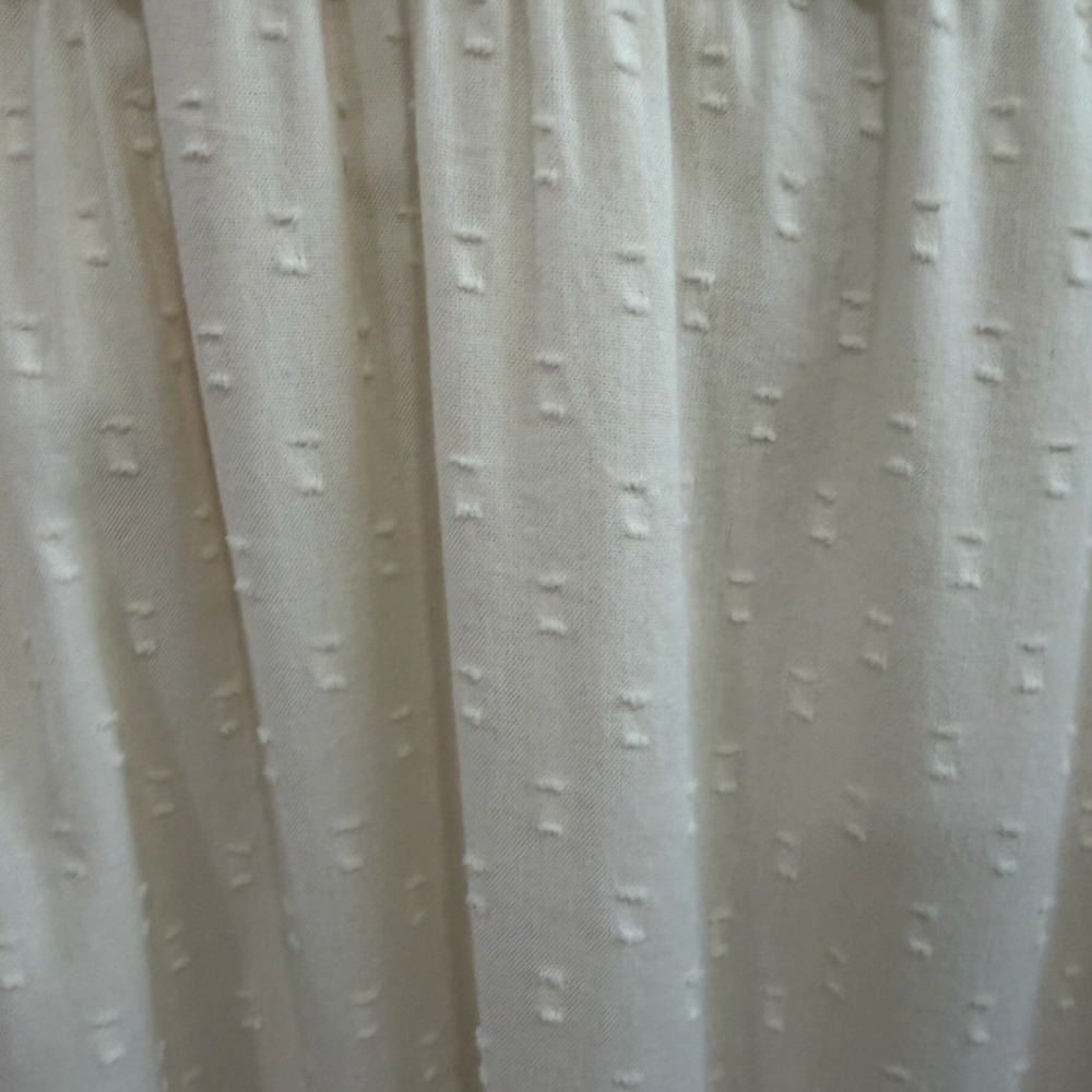 Old Navy Cream Clip Dot Smocked Waist Maxi Dress Cottagecore Boho Prairie SZ L - Picture 6 of 8